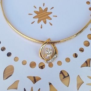 Omega Clear Crystal Stone Pendant Costume Jewelry